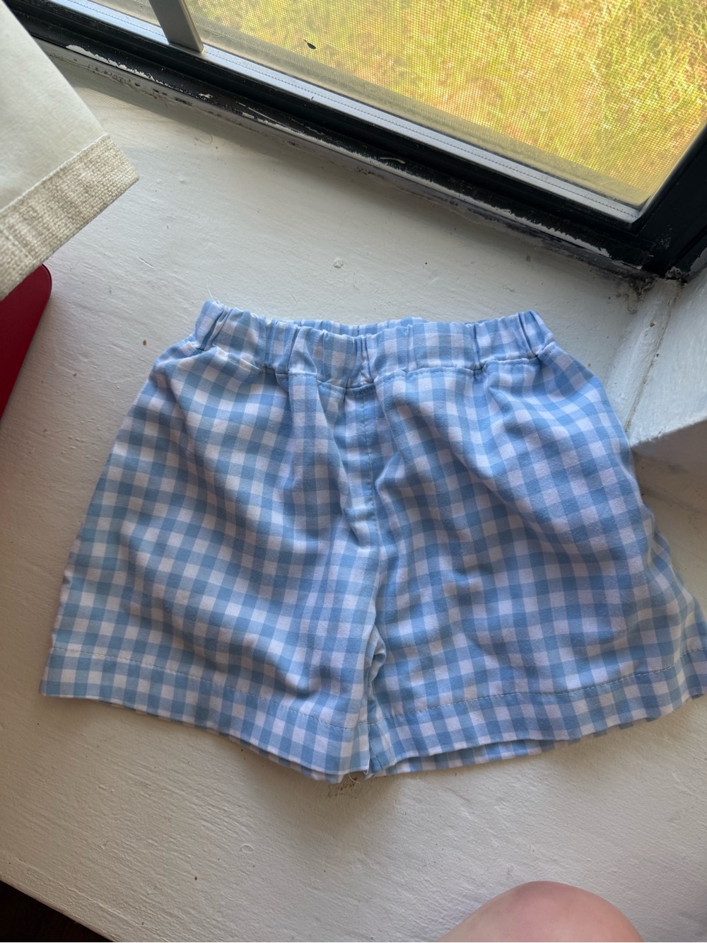 Blue Gingham Women’s Elastic-Waist Shorts